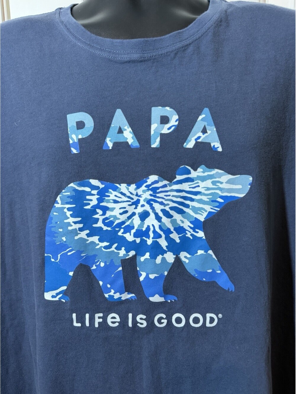 Life Is Good Crusher T Shirt Mens XXL Blue Papa Bear Graphic Short Sleeve Casual - Picture 2 of 7